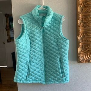 Free Country Vest Women's Small Teal Green Quilted Puffer Outdoor Hiking Casual